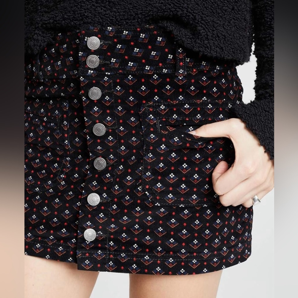 Free People Women's Joanie Printed Cord Skirt Womens sz 28 (NWOT)